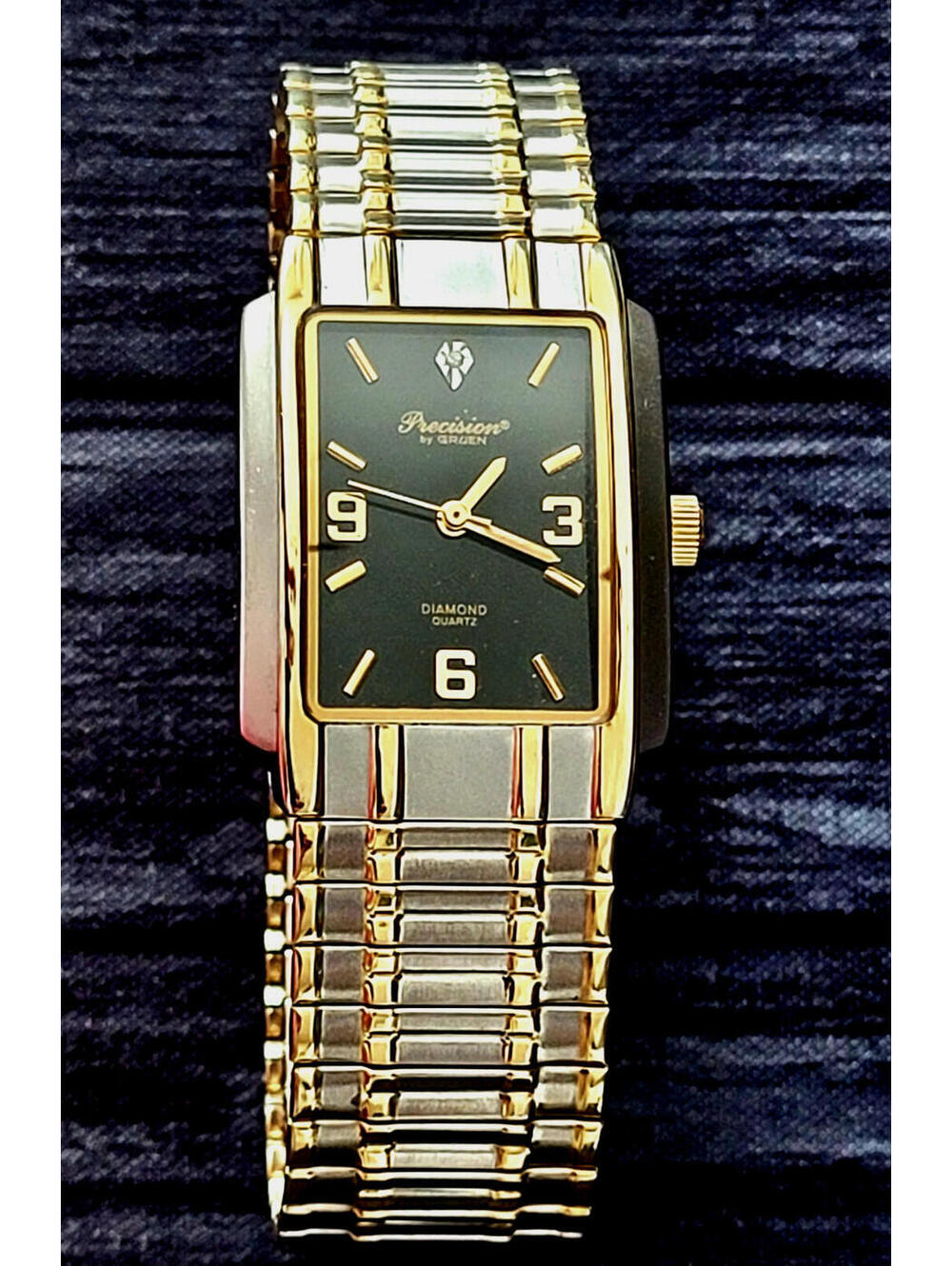 Gruen‎ Precision Diamond Steel Curvex Mens Tank Dress Watch